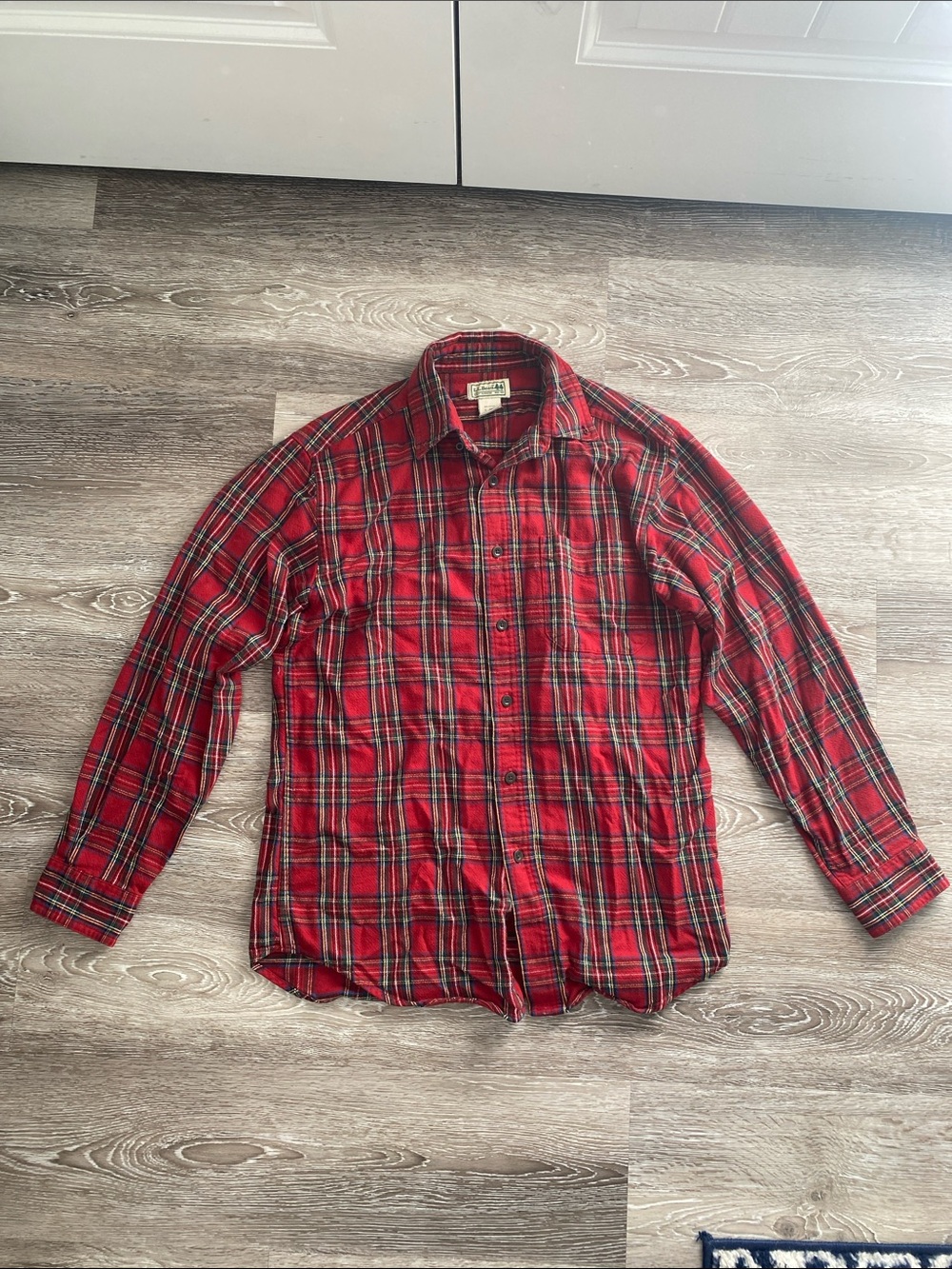 L.L. Bean Red Plaid Flannel Long-Sleeve Button-Down Shirt